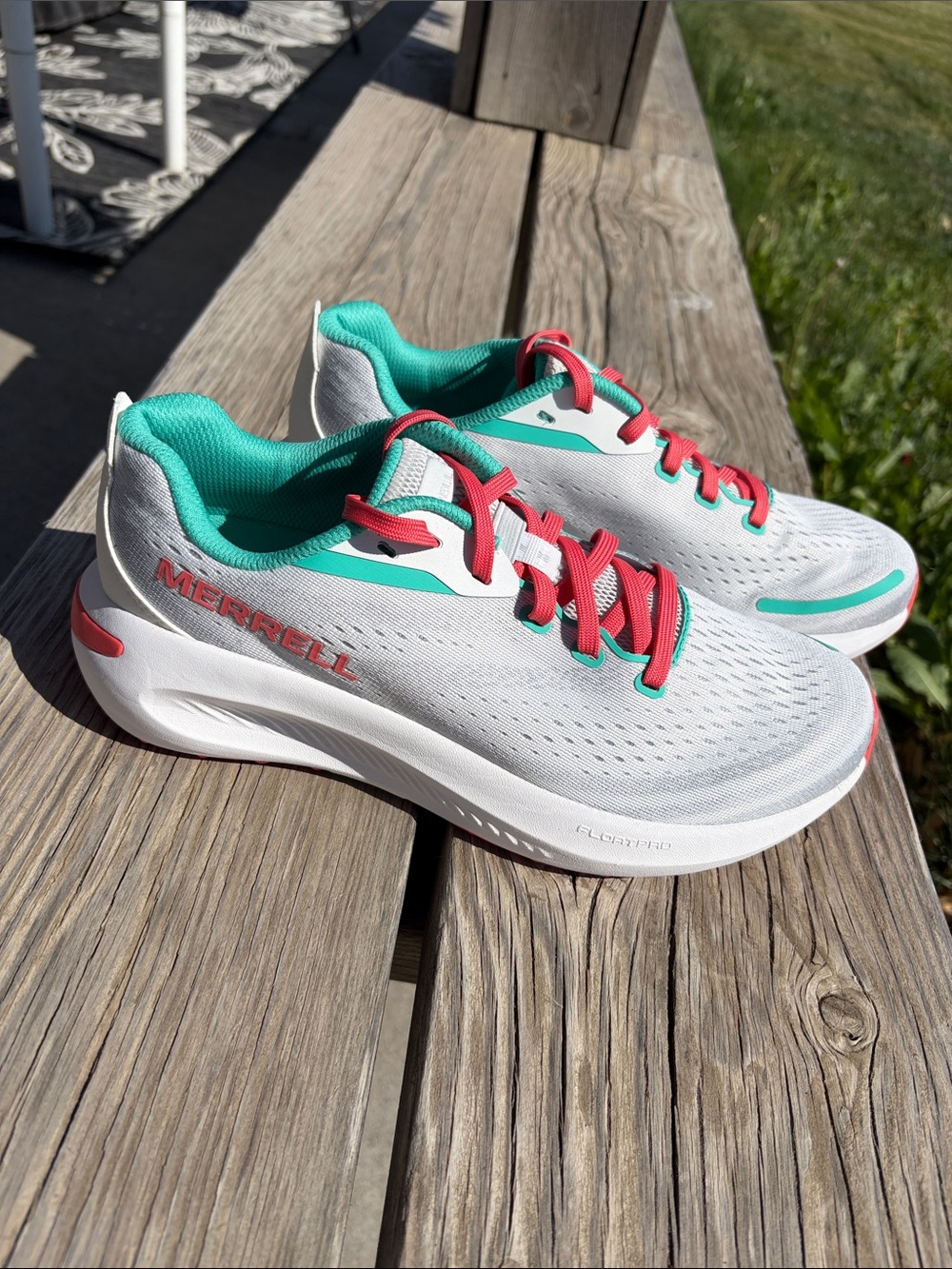 Merrell White Turquoise Coral Athletic Sneakers